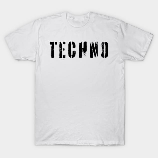 Spray-Painted Techno Vibes T-Shirt by Gregorous Design